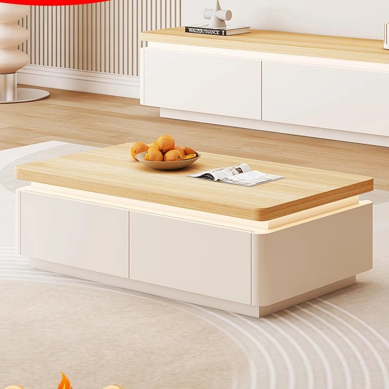 

Clear Floor Simple Coffee Table Modern Design Wood Drawer French Coffee Table Household Nature Mesa De Centro Furniture Home