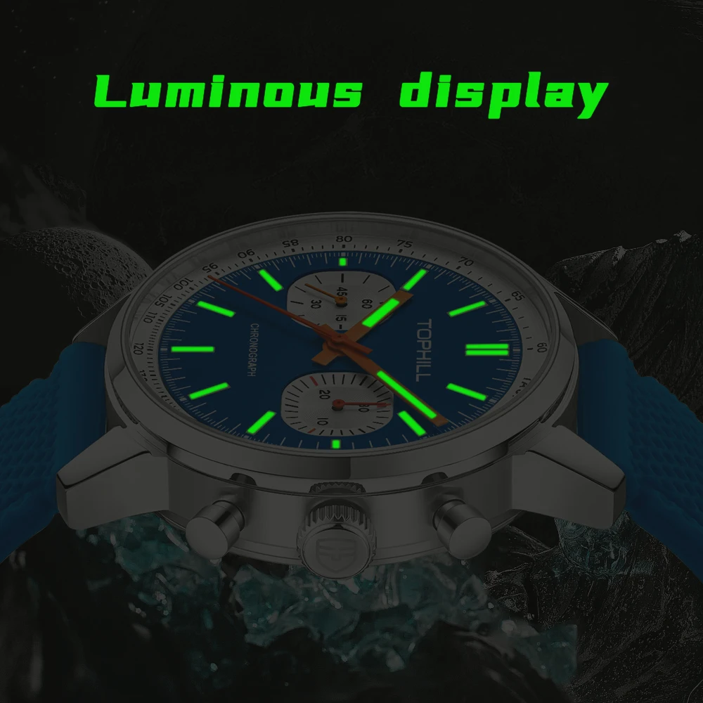 TOPHILL 1963 Pilot Chronograph Watch for Men 40mm Sapphire Glass Original Seagull ST1901 Movement Mechanical Wristwatches