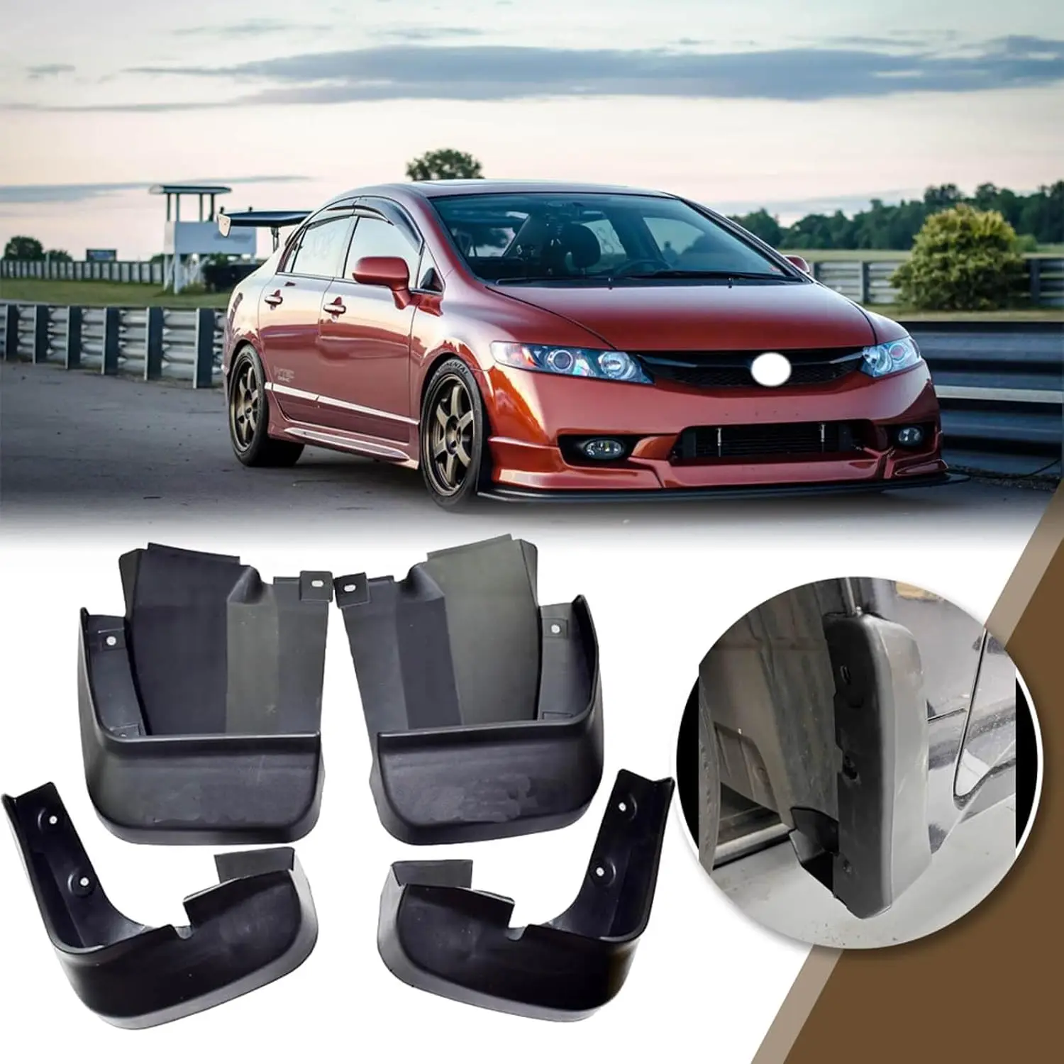

Брызговики для Honda Civic 2006-2011 Sedan, передние и задние брызговики, 4 шт.