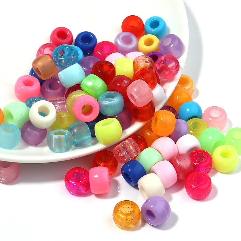 200 Stück 6 x 9 mm bunte Pony-Perlen, modisch, großes Loch, Acryl-Perlen, für Kinder, DIY-Schlüsselanhänger, Basteln, Dekorationen, Zubehör – Detail 10