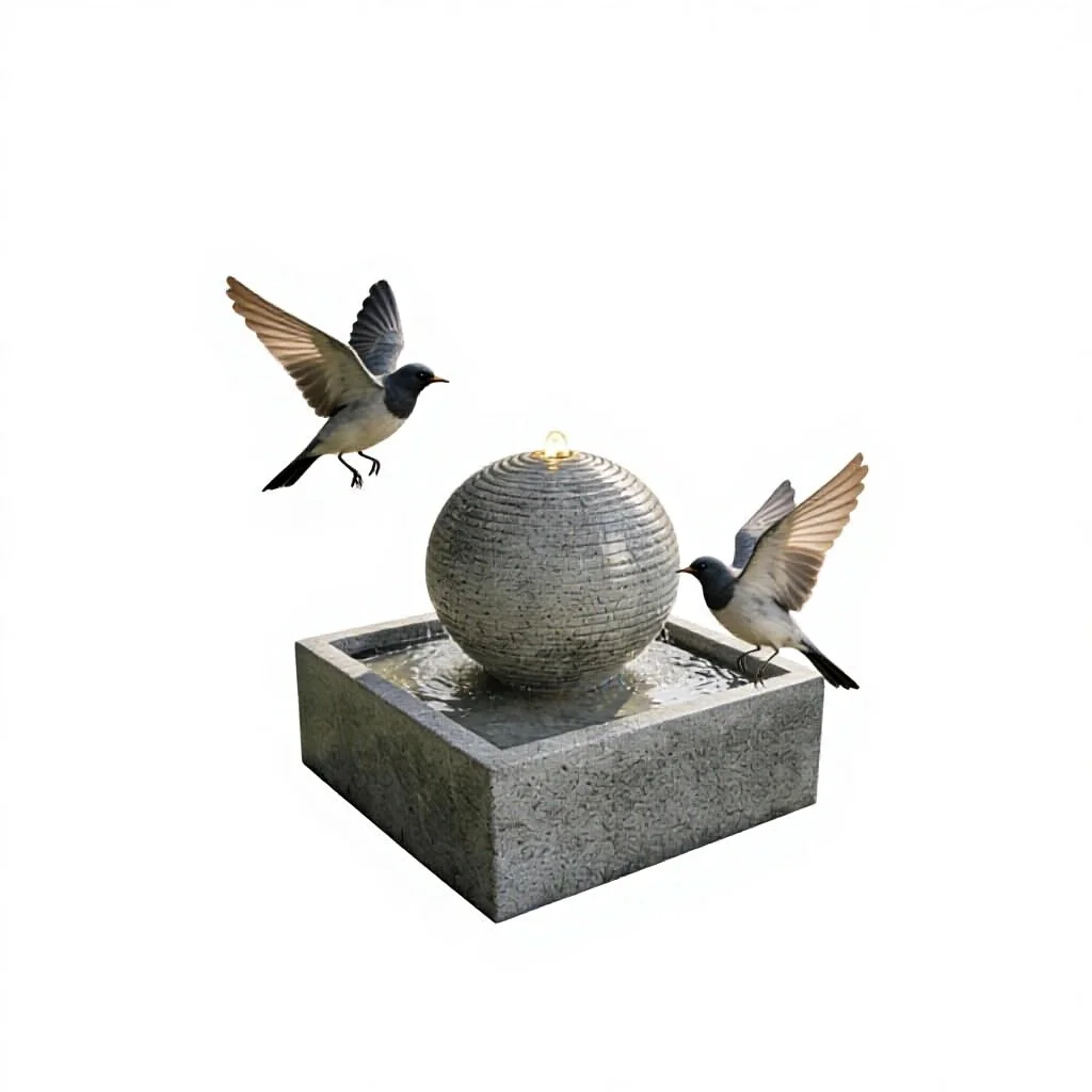 Modern Outdoor Resin Sphere Water Fountain Bird-Friendly Design Fade Resistant Patio Yard Garden Decor