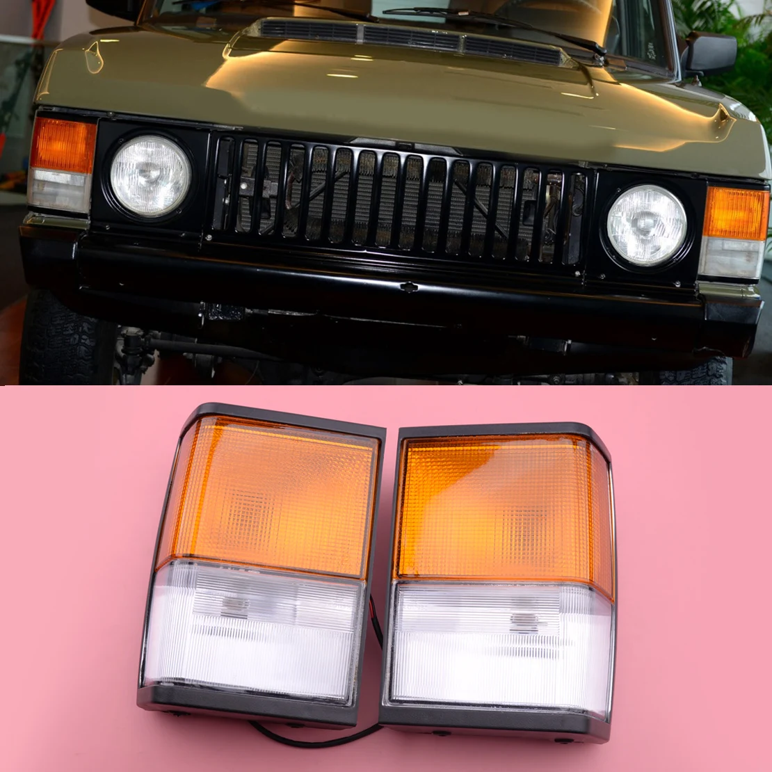 

1Pair Front Classic Indicator Side Corner Flasher Turn Signal Light Lamp Square Fit for Land Rover Range Rover PRC8950 PRC8949