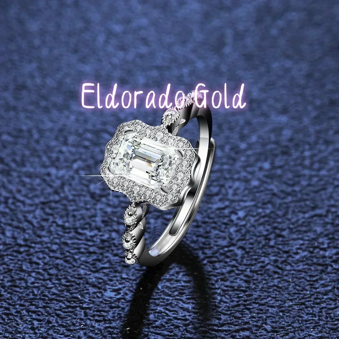 

Кольца Eldorado Gold класса люкс из платины Pt950 с муассанитом 1 карат, цвет D, прямоугольной изумрудной огранки, для женщин, изысканные ювелирные изделия для свадьбы