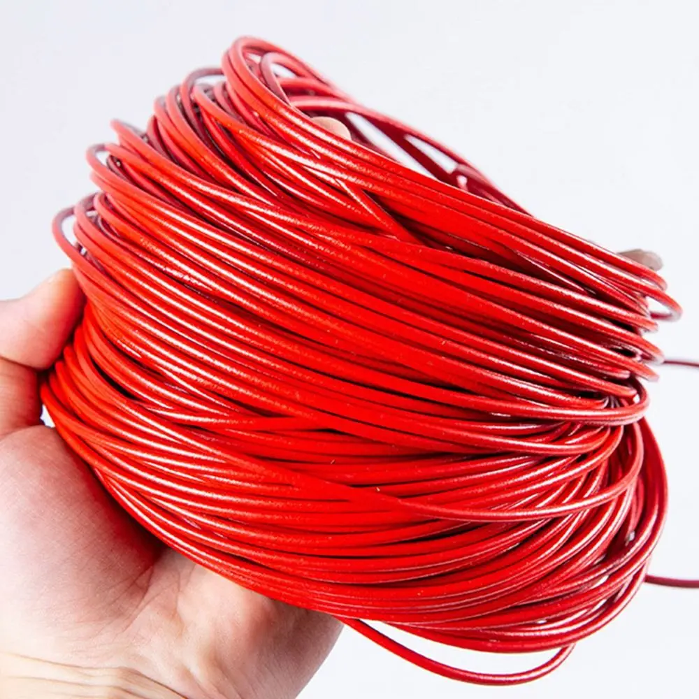 الرجعية جولة جلد طبيعي الحبل شقة 5 متر جلد البقر حبل ثونغ الحبل سوار ذاتي الصنع