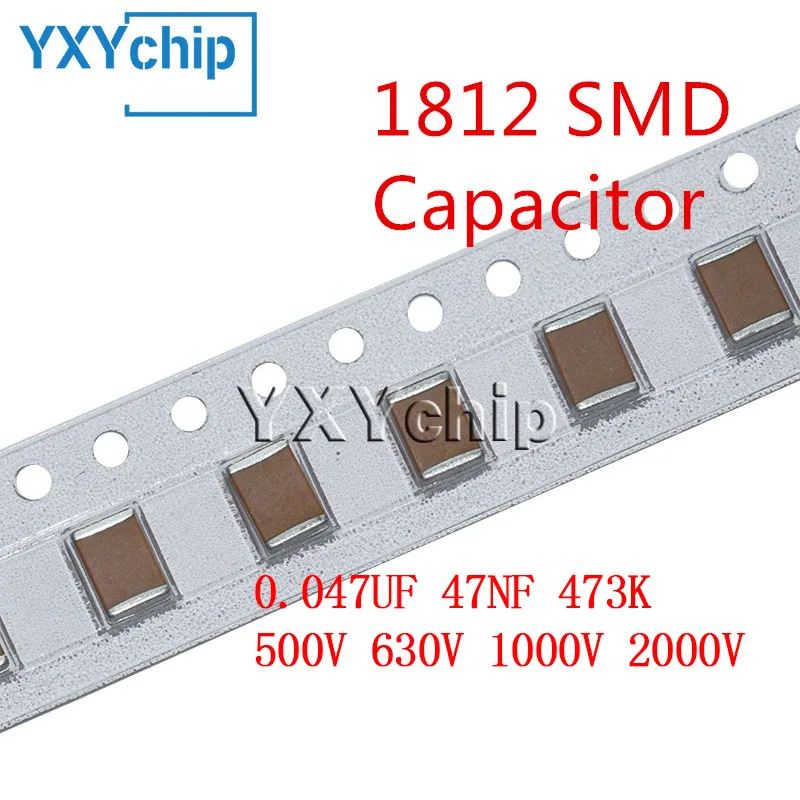 10 pz 1812 0.047UF 47NF 473K 500V 630V 1000V 2000V 10% X7R SMD Chip condensatore ceramico multistrato