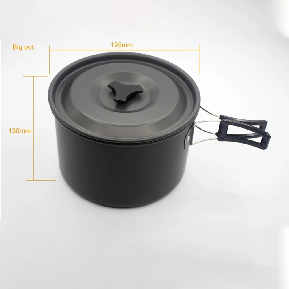 

Picnic Pan Set Lightweight Cookware Camping Cooking Kit Utensils Mesh Bag Durable Convenient