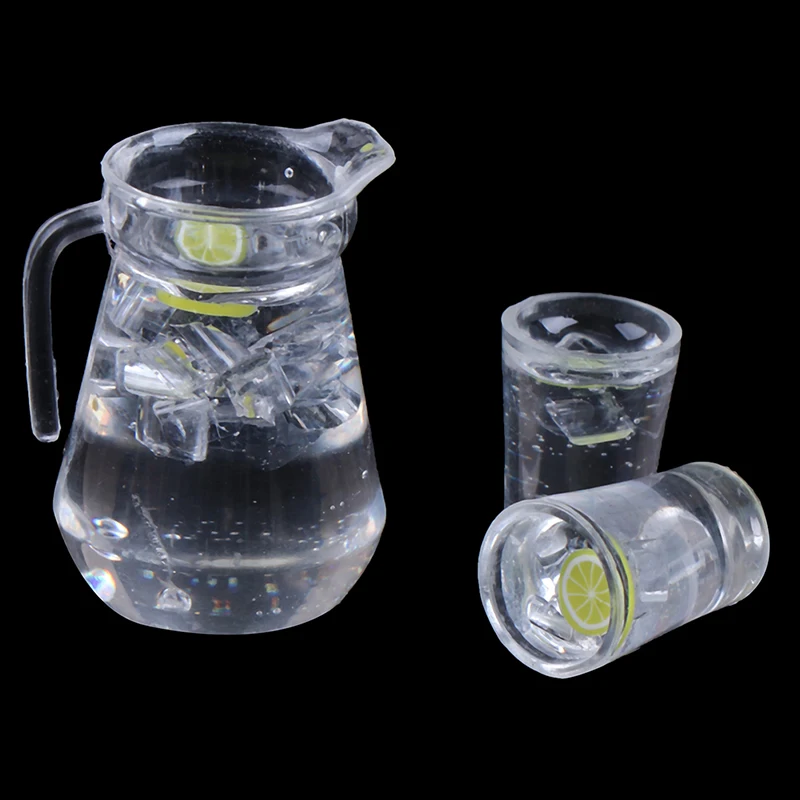 Simulação Mini Juice Jug, Cup Set, Leite Modelo Brinquedos, Doll House Decoração, Acessórios para Móveis, 1:12 Dollhouse Set