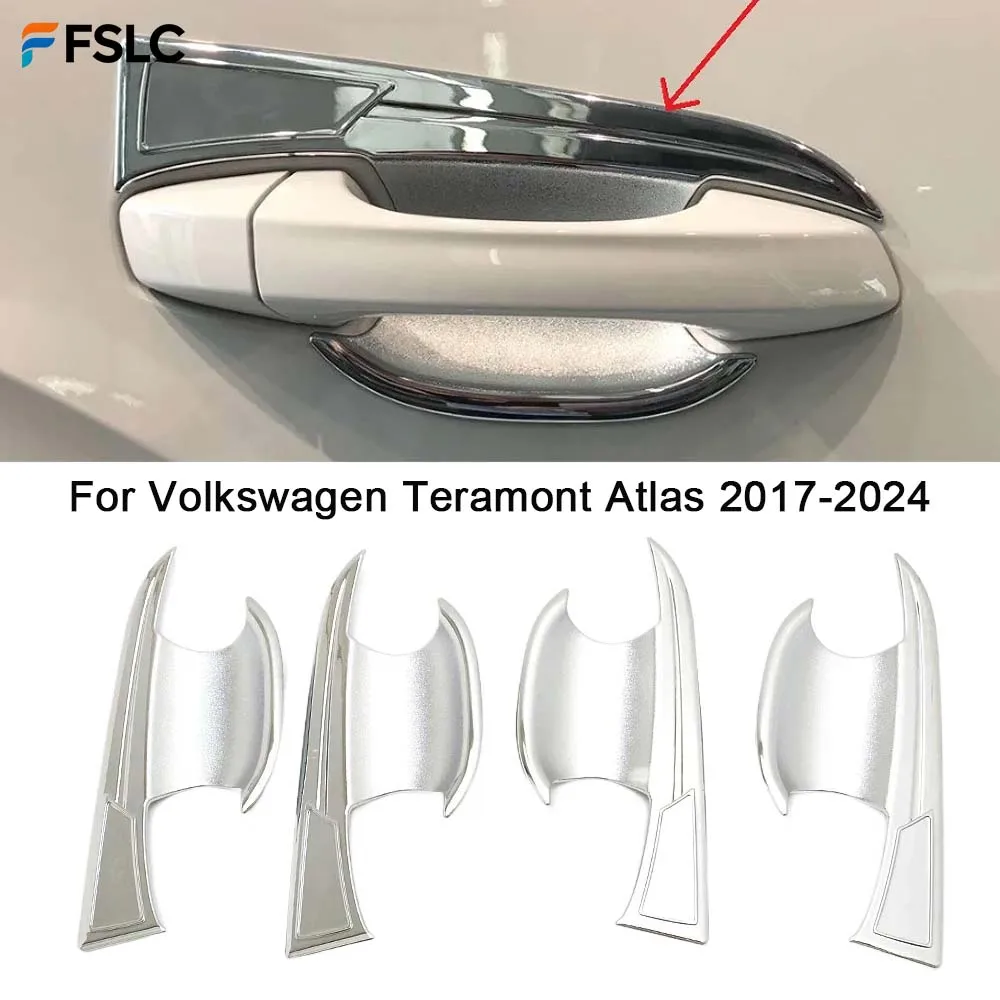 ⭐ Genuino ⭐ Cubierta Cromada para Manijas de Puerta, Accesorio Exterior para Auto Volkswagen Teramont Atlas 2017-2024