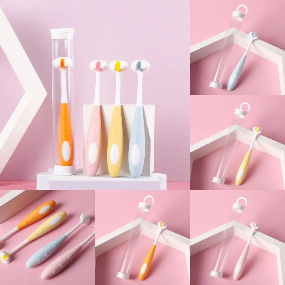 

Cartoon Triple Sided Toothbrush Oral Cleaning Soft Bristles Children Toothbrush Reusable Ultra Fine