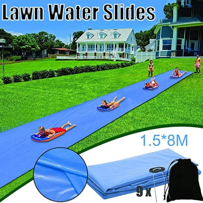 800x150cm PVC Kids Garden Surf Summer Water Slide Lawn Slide Water Toy High Toughness Slip Inflatable Water Slide Garden Racing