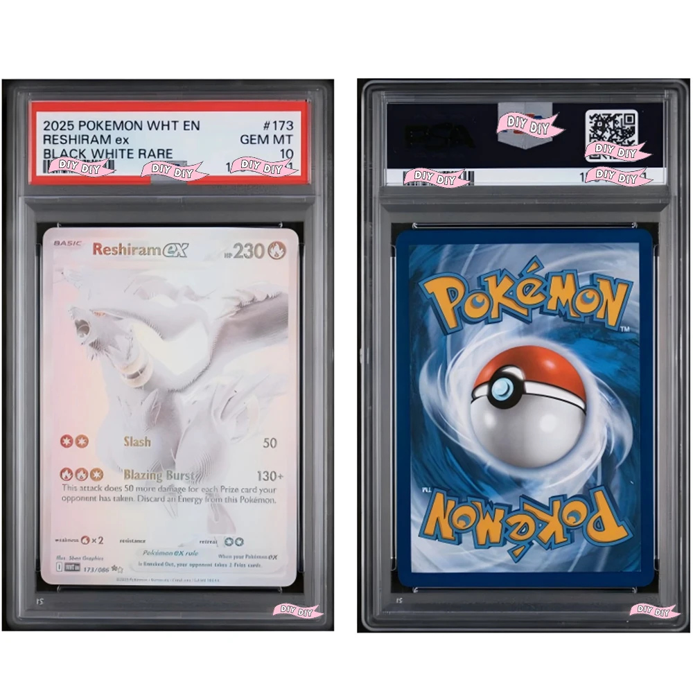 DIY HOLO RESHIRAM ex BLACK WHITE RAR PTCG Fans BOX Card Set 2025 POKEMON WHT EN-WHITE FLARE #173 10 Rating Display Copy Card