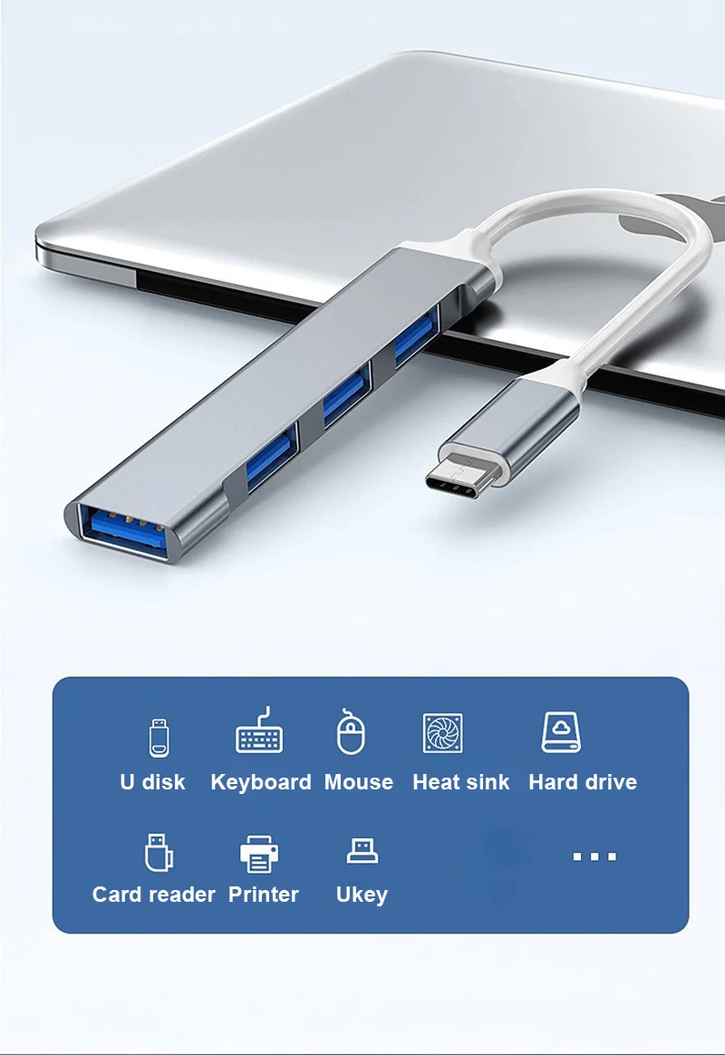 USB-концентратор, 4 порта USB Type-C, USB 3,0, OTG