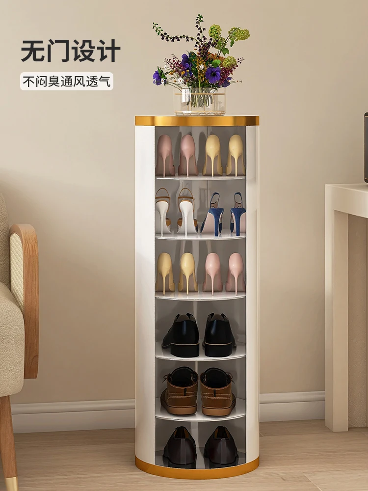 Rotary shoe cabinet Round shoe cabinet Household door-to-door shoe cabinet rotates against the wall, corridor