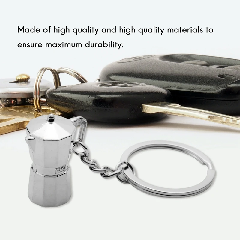 5PCS Coffee Tamper Keychain Espresso Portafilter Moka Pitcher Keyring Portable Coffee Accessories Gift