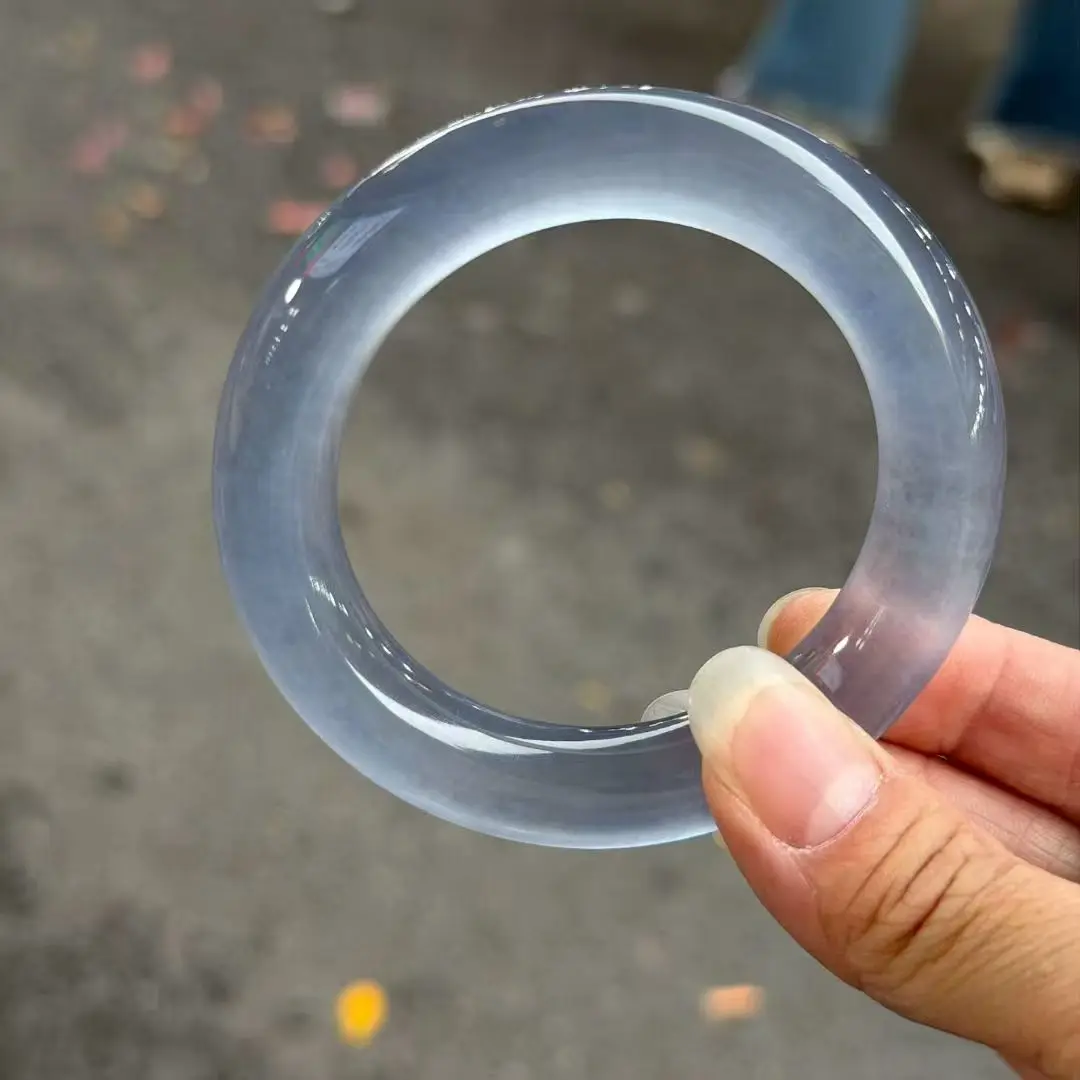 

Natural quartzite jade Bangles Blue round Bar Ice Seed Jade Bangle Noble Fashion Bangles Elegant Fine Jewelry for Women