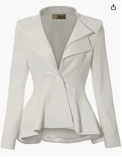 Casaco feminino de escritório com lapelas entalhadas duplas e ombros afiados