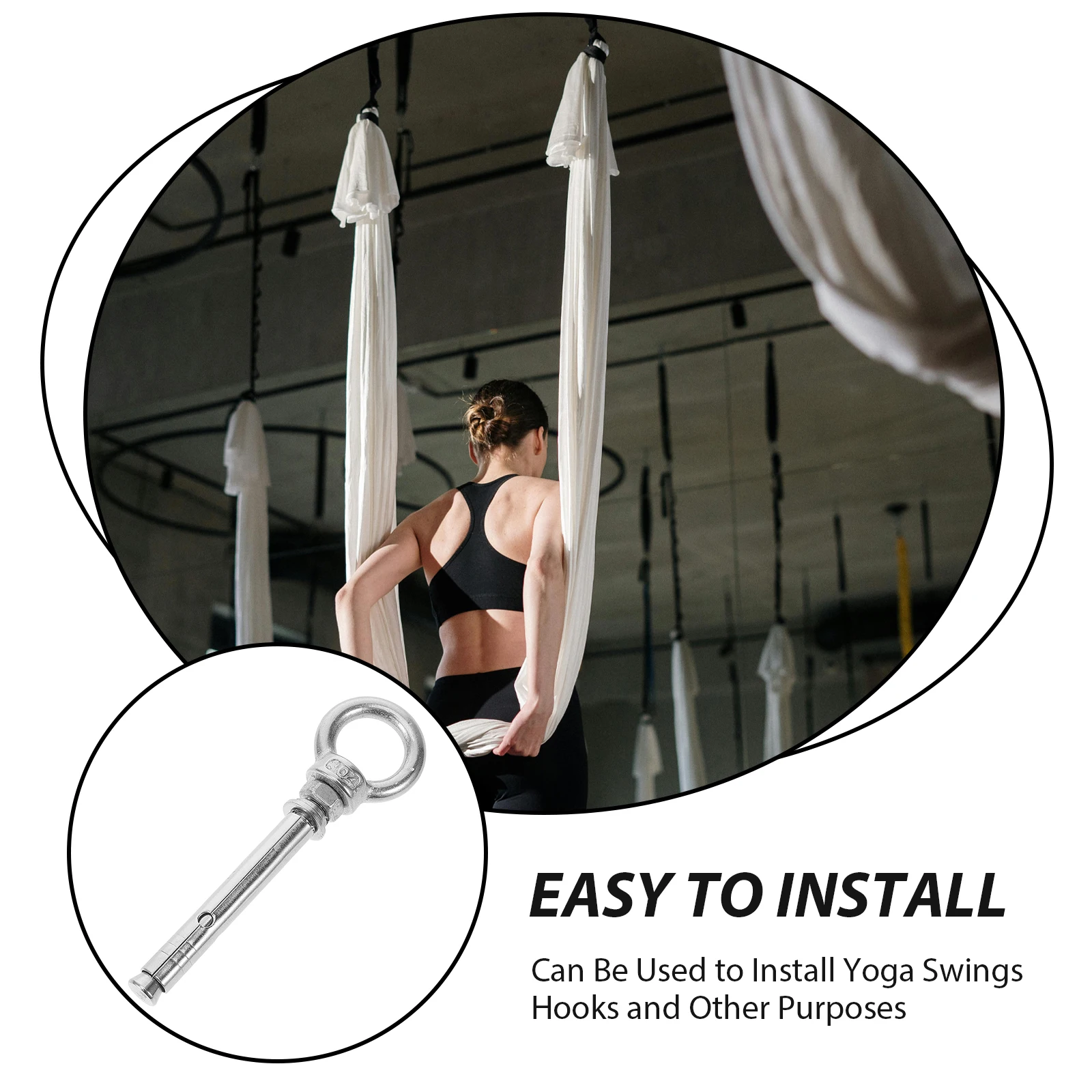 

5pcs Concrete Stainless Steel Eye Bolts Hanging Hardware Hanger Heavy Duty Long Threaded Screw for Swing Yoga Hardware