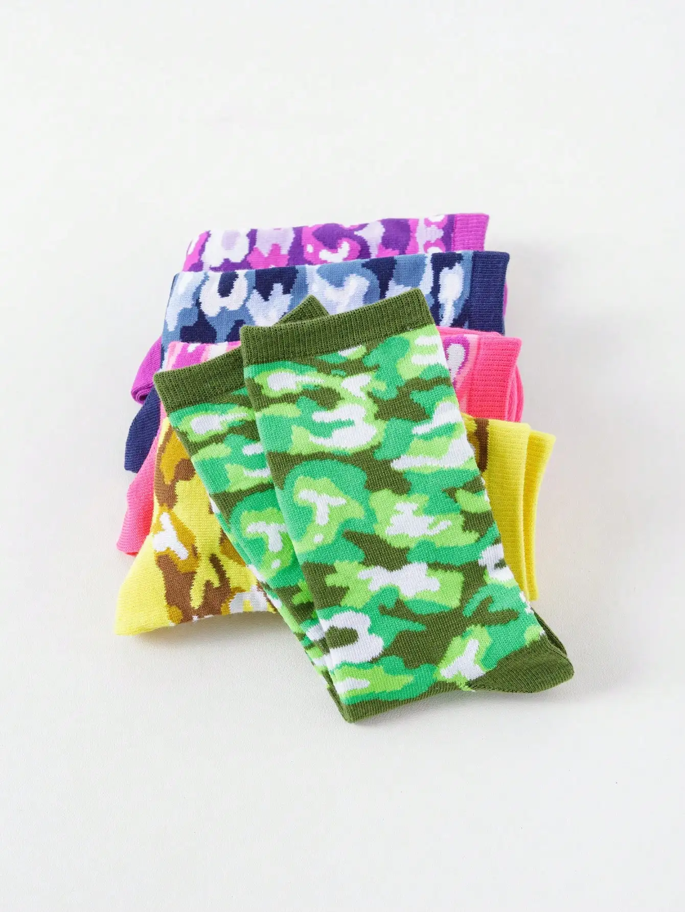 5 Pairs/sets Of Women\'s Four Seasons Warm American Street Style Camouflage Pattern Suitable for Daily Festivals and Outings