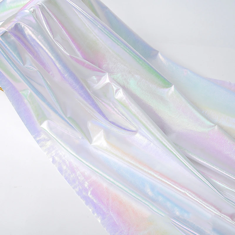 Laser Polyester Fabric Iridescent Shiny Wedding Party Background Doll Clothing Decor Material DIY