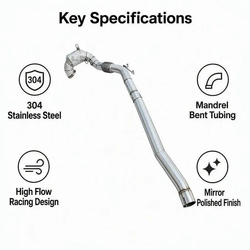 Heat Shielded Downpipe Fit for Volkswagen Arteon 4Motion 2.0T 2013-2018 SS304 Thermal Barrier High Velocity Pipe