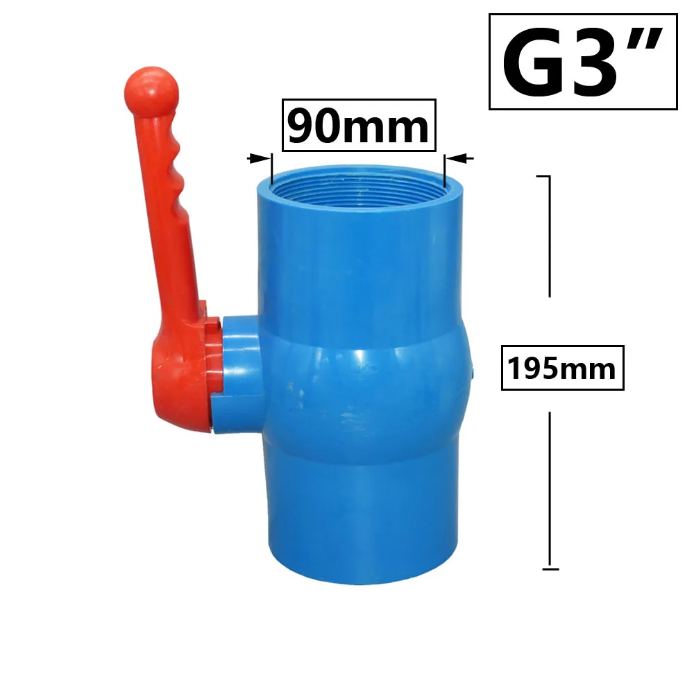 20~90mm Thread and Socket Type PVC Ball Valve Garden Irrigation Fittings Switch Ball Valve DN15/20/25/32/40/50/65/80