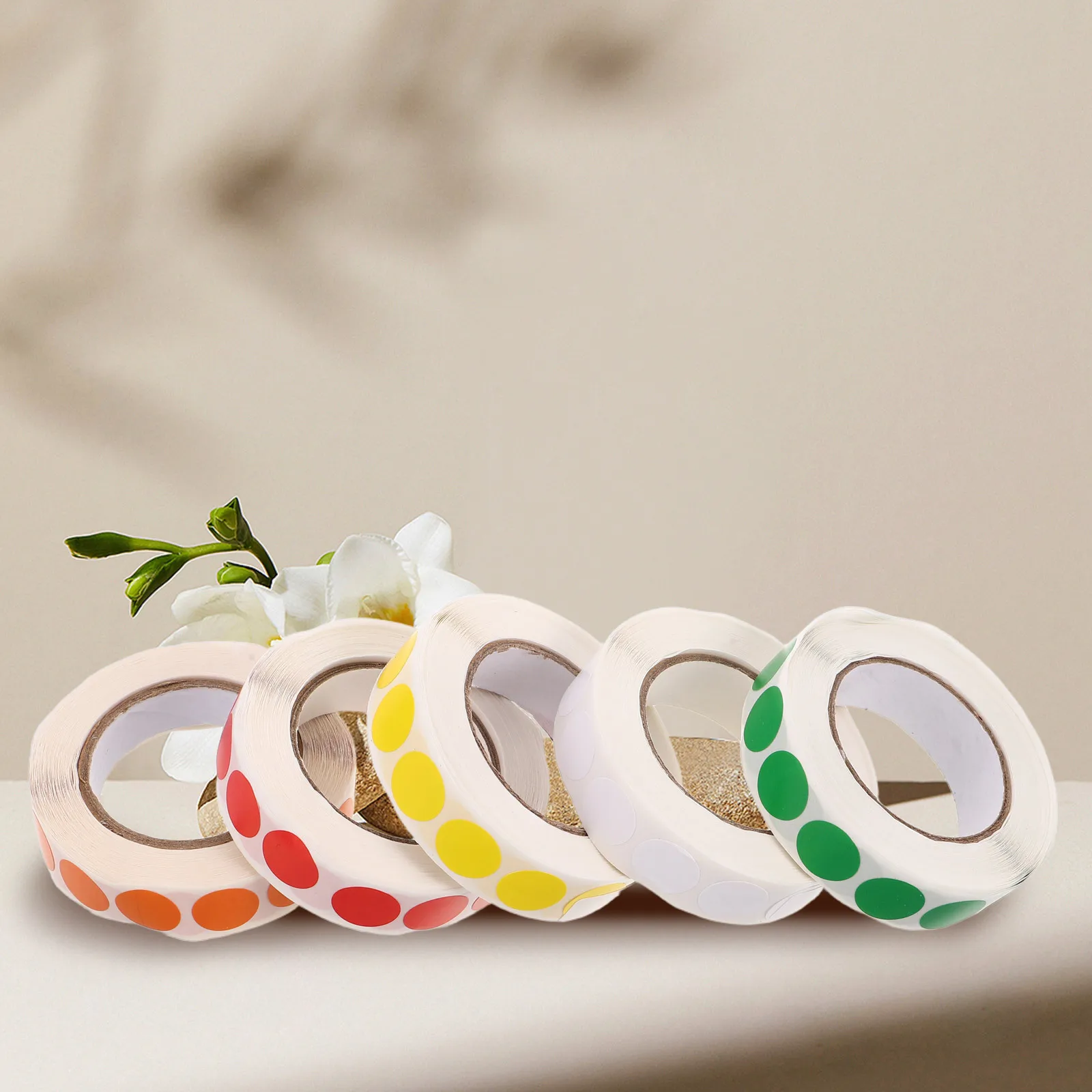 5 rotoli di etichette di codifica colorate adesivi a punti rotondi etichette vuote autoadesive per l'organizzazione dell'inventario dell'ufficio fai da te etichetta adesiva