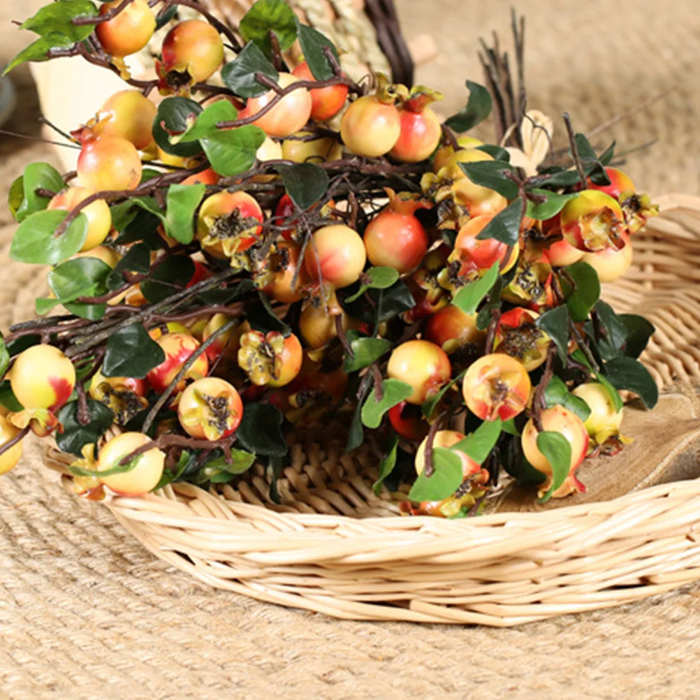 

2Pcs Artificial Berries Lifelike Silk Fruit Branch Orange Red Green Christmas Birthday Holiday Event Home Decor