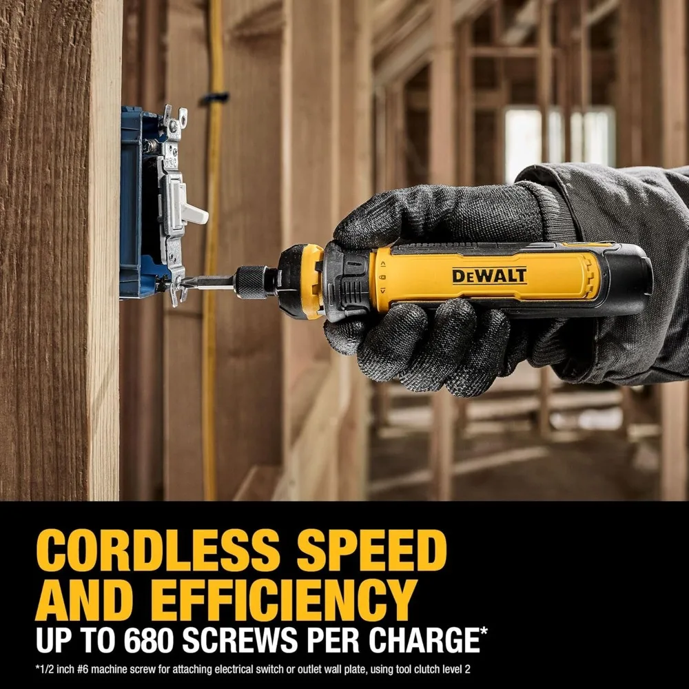 DEWALT Cordless Screwdriver,Including 12 pcs Screwdriver Bit Set, 4V USB Rechargeable Electric Screwdriver，LED Light,(DWHT66719)