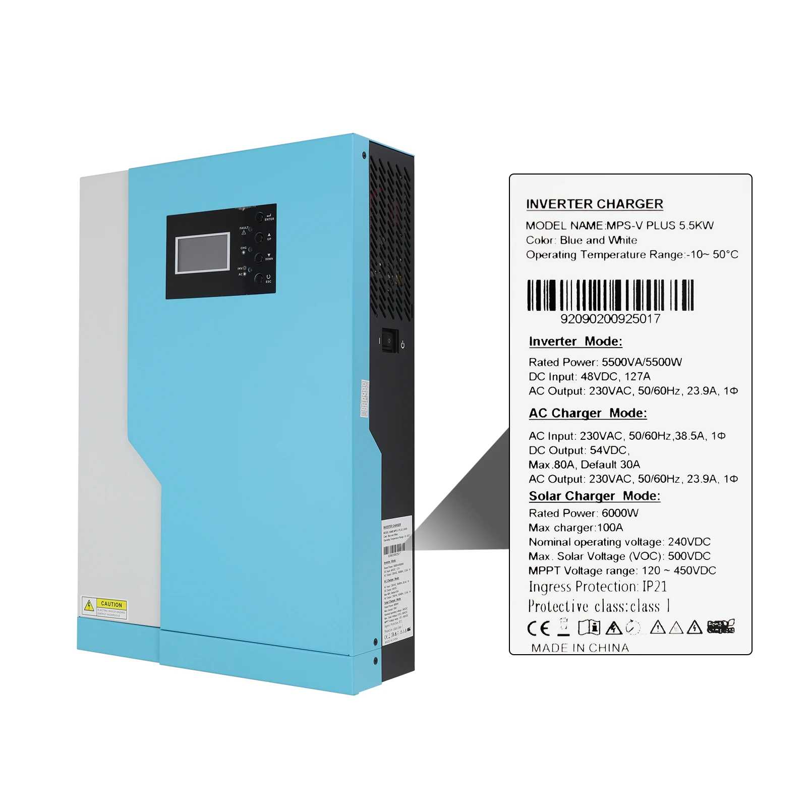 In Stock!! TTNergy MPS-V Plus 3.5KW 5.5KW DC Input120-500VDC Batteryless Solar Inverter Off Grid MPPT Hybrid Solar Inverter