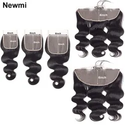 4x4 Body Wave Lace Closure Human Hair 5x5 6x6 Body Wave Human Hair Closure Preplucked Remy Transparent 13x4 13x6  Lace Frontal