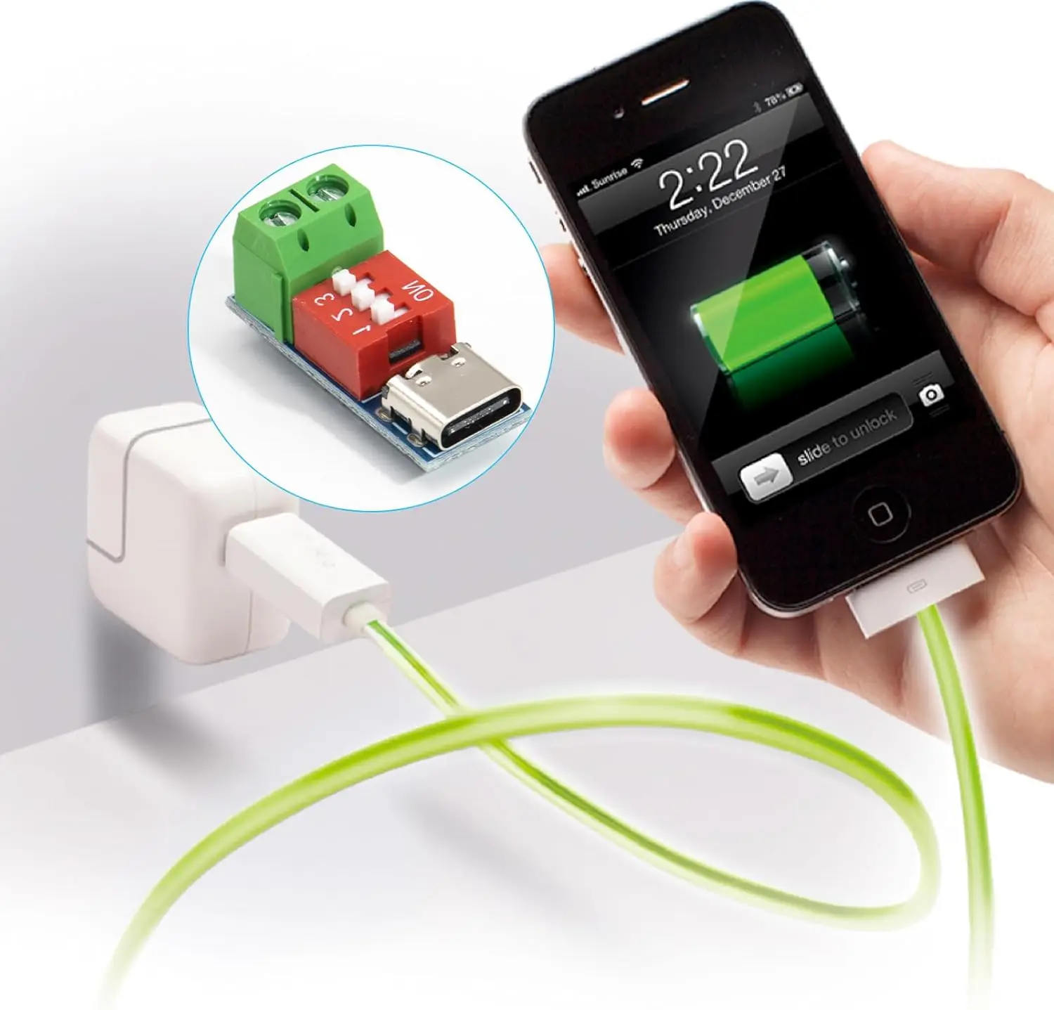 1-5 قطعة ​   Type-C PD QC Trigger 5V-20V وحدة طاقة تيار مستمر قابلة للتعديل شحن سريع رمز الاتصال الجهد