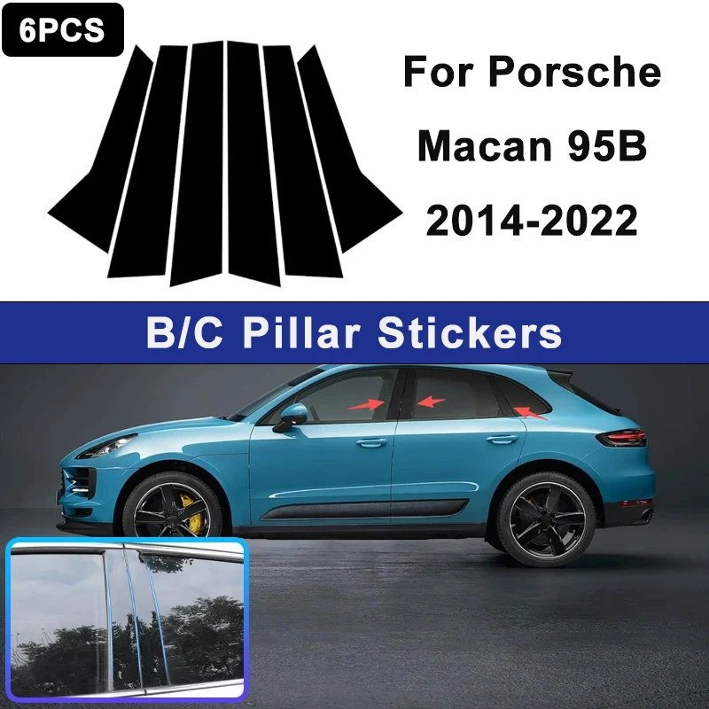 

For Porsche Macan 95B 2014-2022 Window B C Pillar Post Cover Trim Stickers Door Column Decorative Exterior Accessories