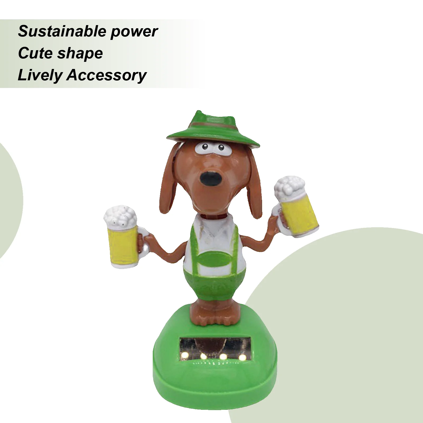 Car Bobble Head Toy Solar Powered Dancing Dog Solar Dashboard Doll Decoration Cute Dog Swinging Animated Dancer Toy