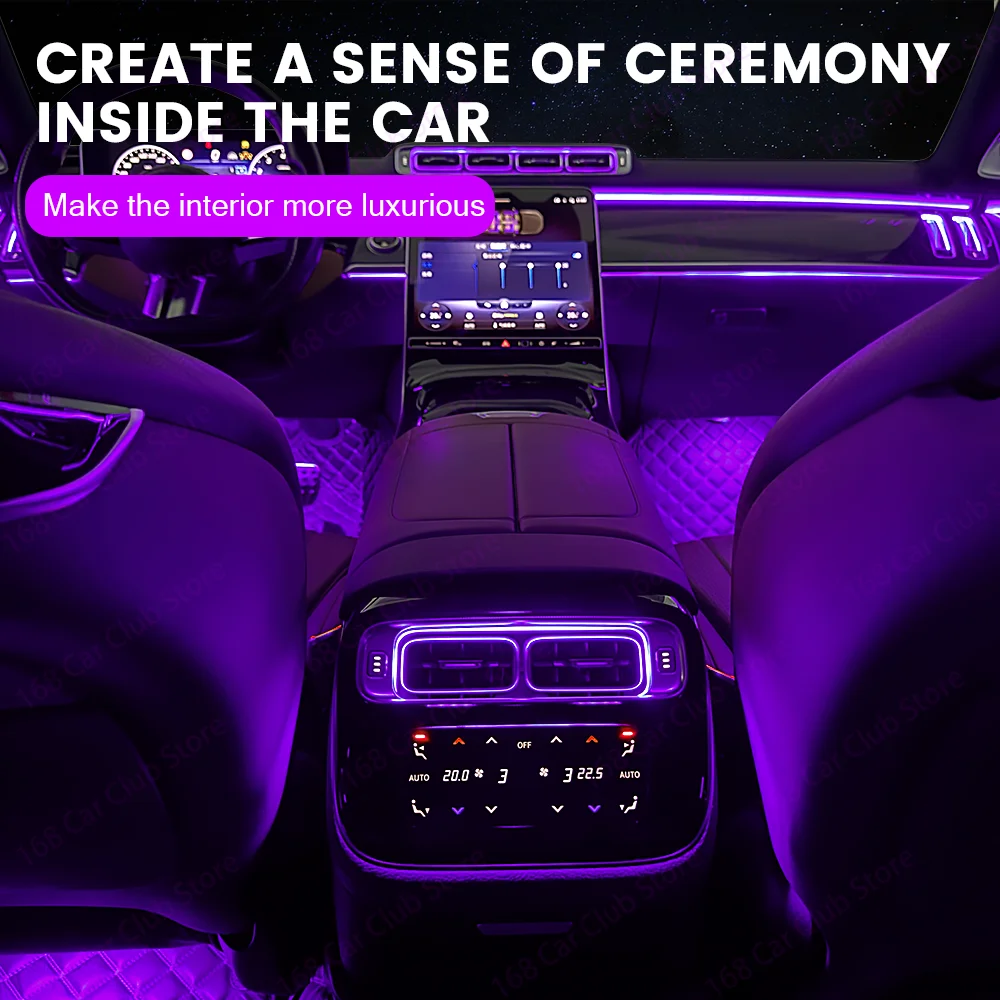 64 لون لوحة مضيئة تنفيس الضوء المحيط لبنز S-Class W223 2021 + فتحة التهوية الأمامية للسيارة والفتحة الخلفية Lndoor أضواء الزخرفية #5