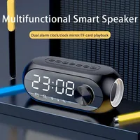 RGB Wireless Bluetooth Speaker Subwoofer Alarm Clock FM Radio Clock USB Charging Electronic Clock Home Desktop Mirror Decoration