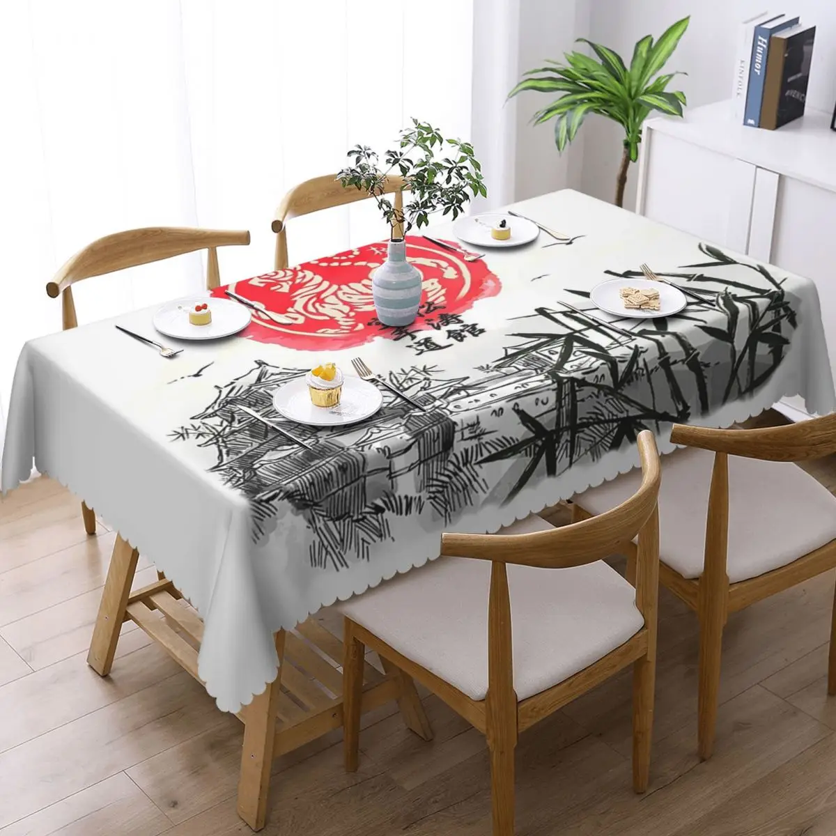 Shotokan Karate Okinawa Scene Martial Custom Rectangular Tablecloth Waterproof Table Cover for Dining Events Table Cloth
