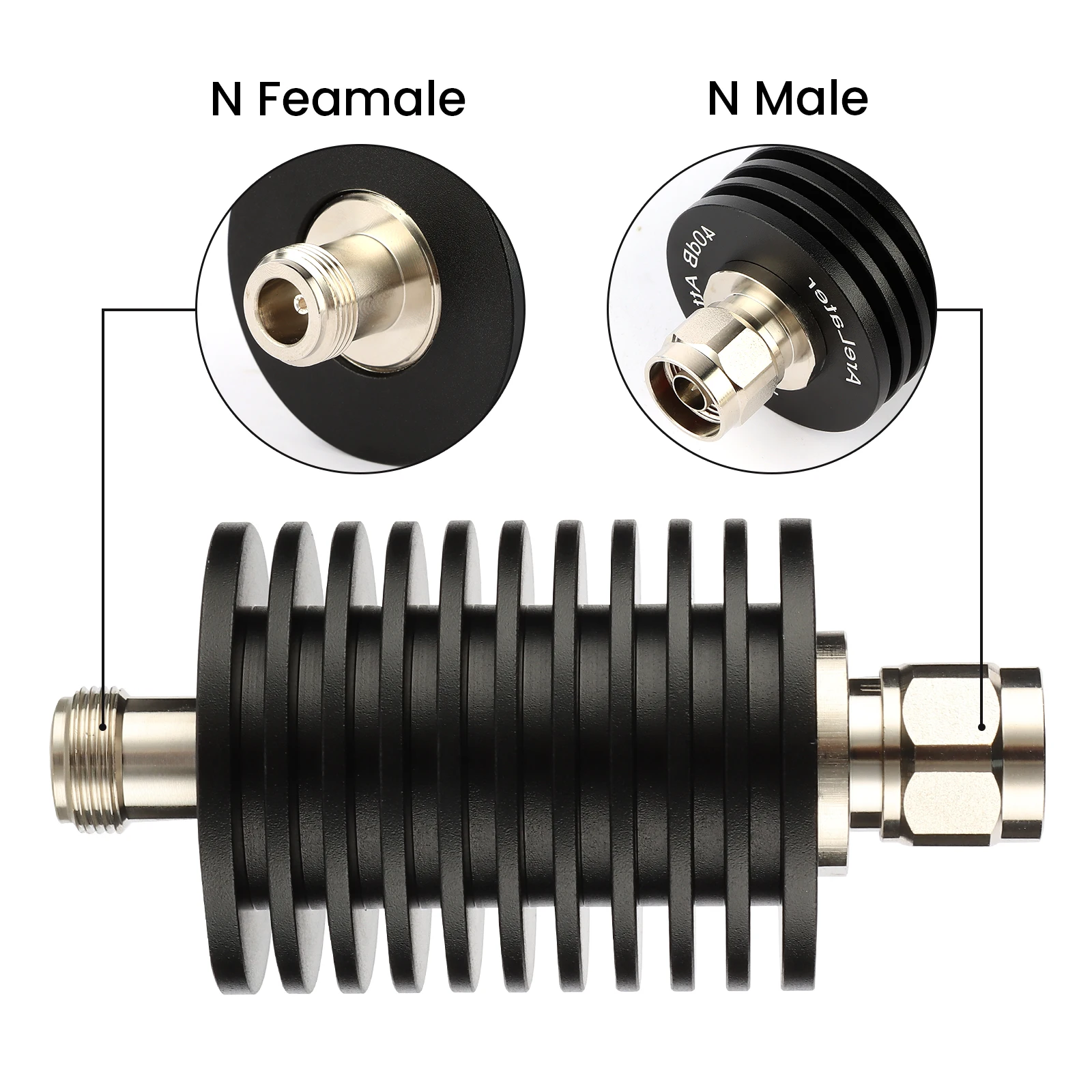 BECEN 50Watt N-JK RF coaxial fixed attenuator, DC-3Ghz,50 ohm,1db,2db,3db,5db,6db,10db,15db,20db,30db,40db,50db