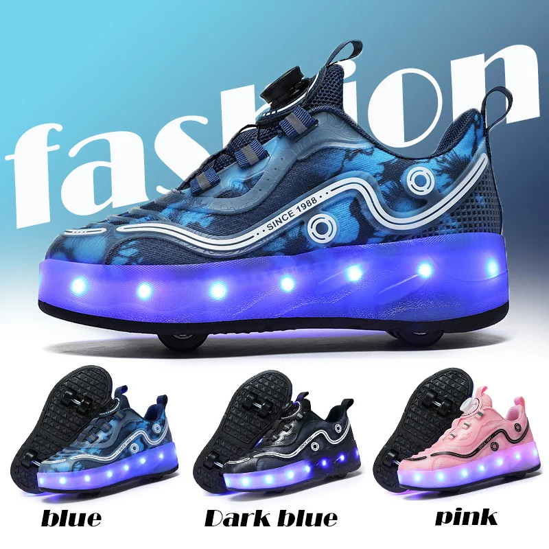 Children's Deformable Four-Wheel Roller Skates for boys grils Wearable Ice Skates Dual-Use Roller Skates Ice Skating Shoes