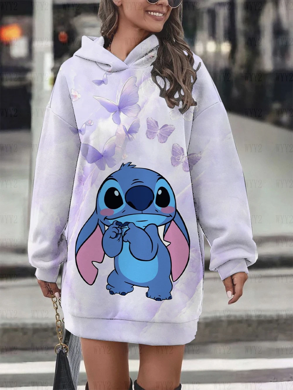Nouveau sweat à capuche Disney Stitch 205. Robe décontractée, à la mode, imprimée. Kawaii, sweat-shirt simple et chaleureux.
