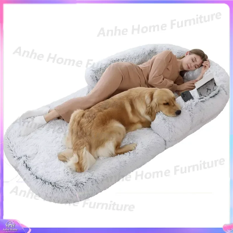 Large Luxury Foldable Pet Sofa Giant Human Dog Bed for Adults Comfortable Orthopedic Plush Puppy Couch Indoor Furniture