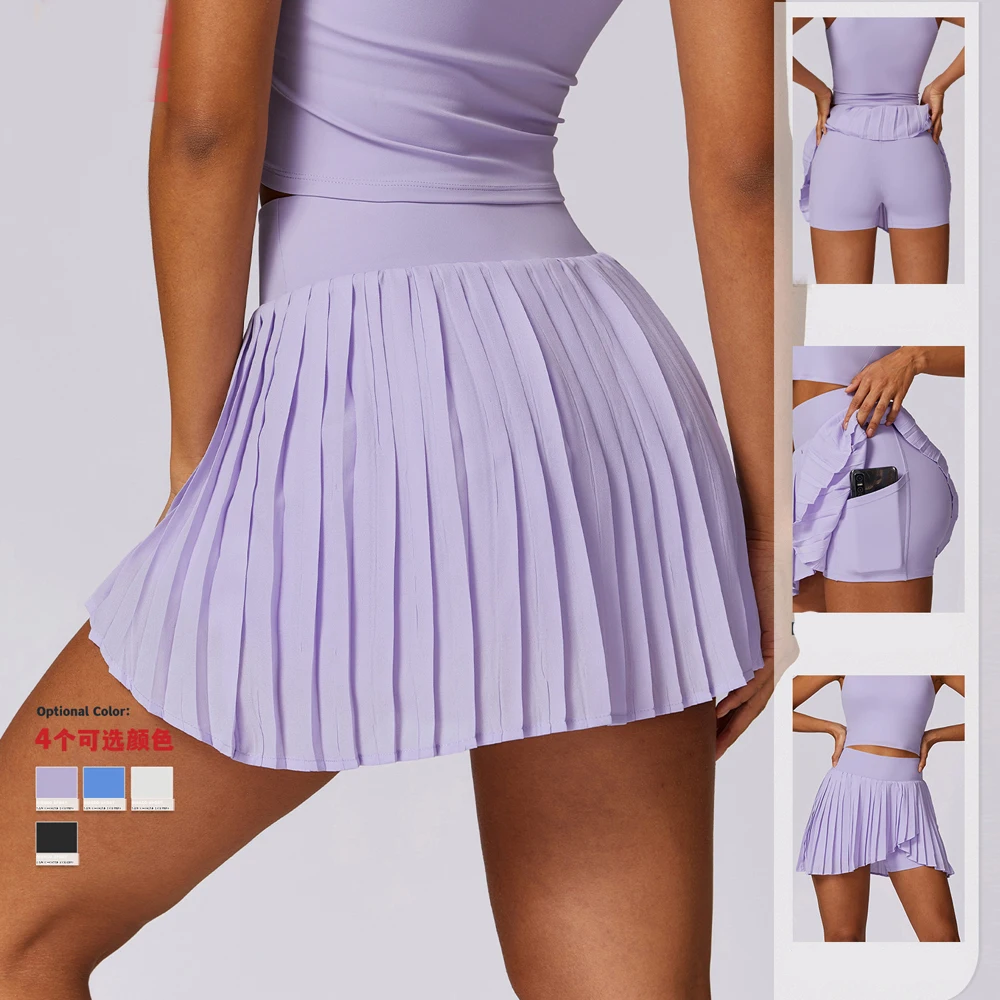 Minifalda plisada para mujer, ropa de Golf para Yoga, deportes, bádminton, tenis, pantalones cortos de verano, Blanco, Negro, Azul, Morado, 2024