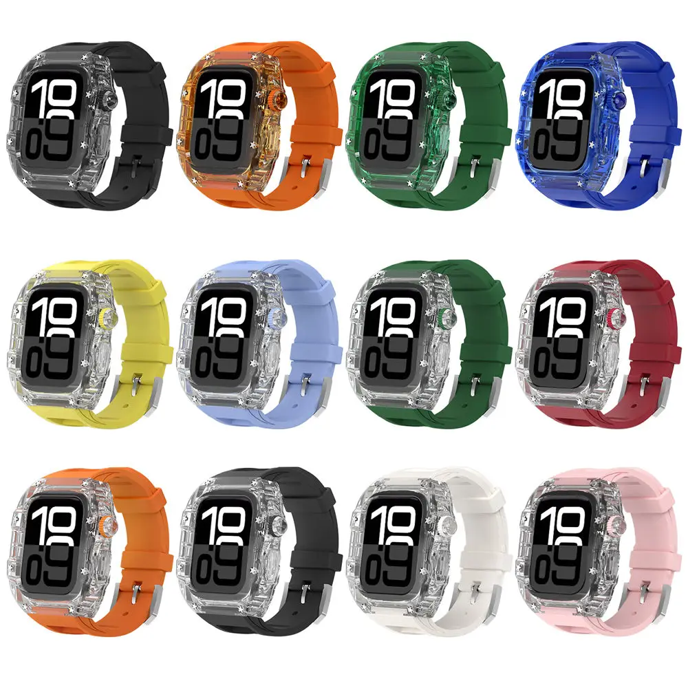 พรีเมี่ยมล้างโพลีคาร์บอเนตกรณี Fluororubber สาย AP Mod Kit สําหรับ Apple Watch Series 10 iWatch 46 มม. 42 มม.