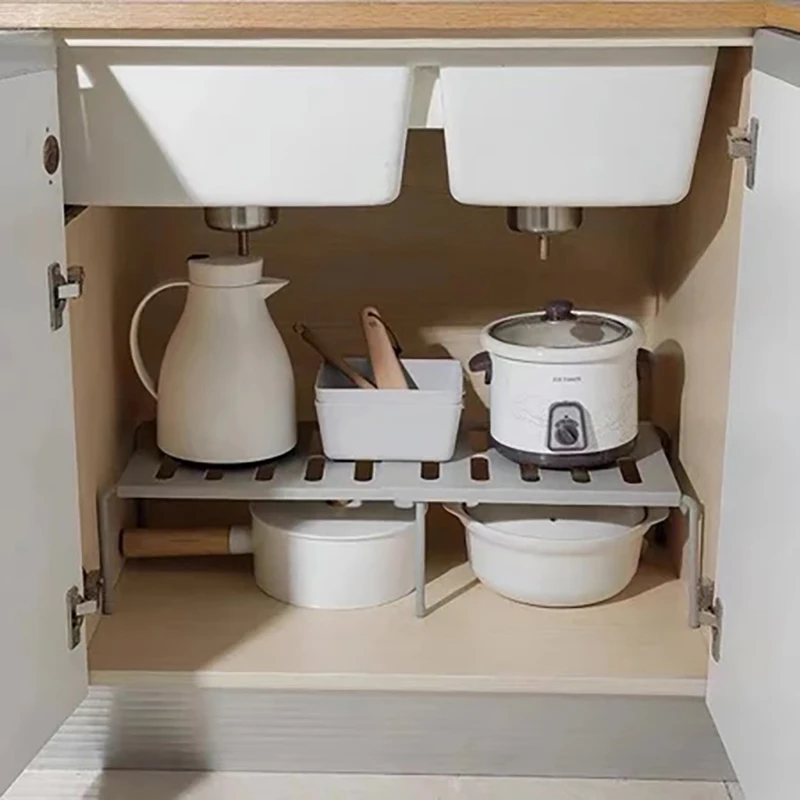 Kitchen Retractable Storage Rack Multi-Purpose Home Storage Rack With Hollowed-Out Design For Draining And Stain Prevention