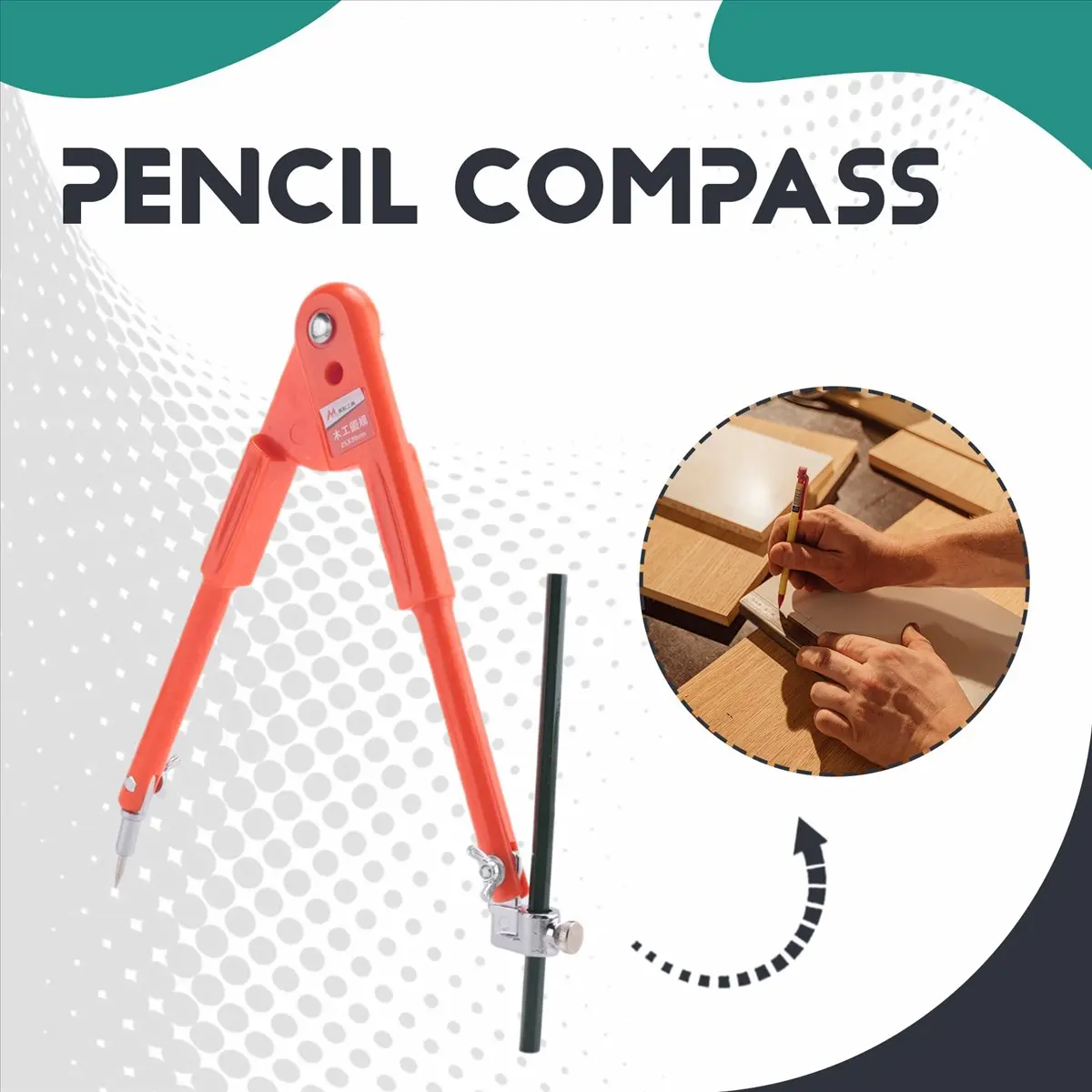 A50U 1Pc Carpenter Pencil Compasses Large Diameter Adjustable Dividers Woodworking Compass Max Radius 45cm