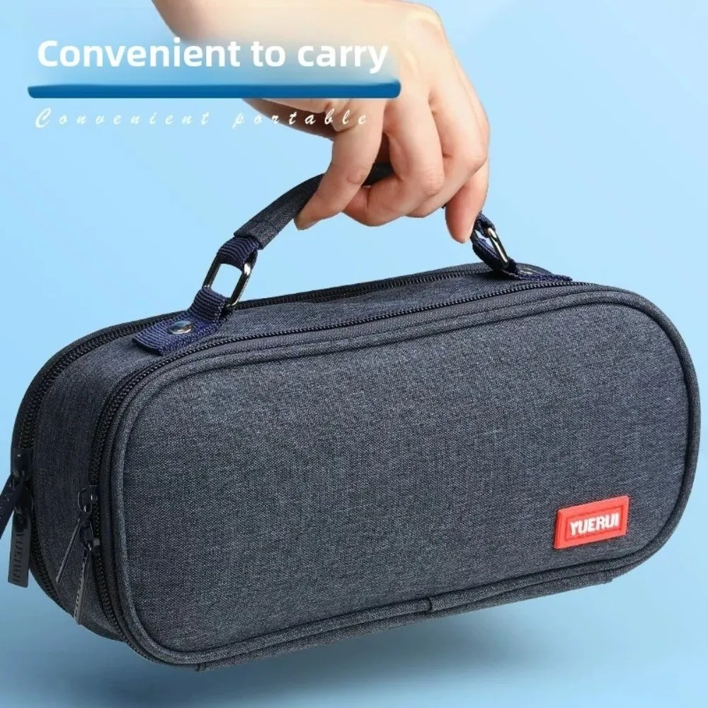 

Portable Canvas Pencil Bag Multi-functional Thickening Large Capacity Stationery Bag Handheld 5 Layers Storage Box School