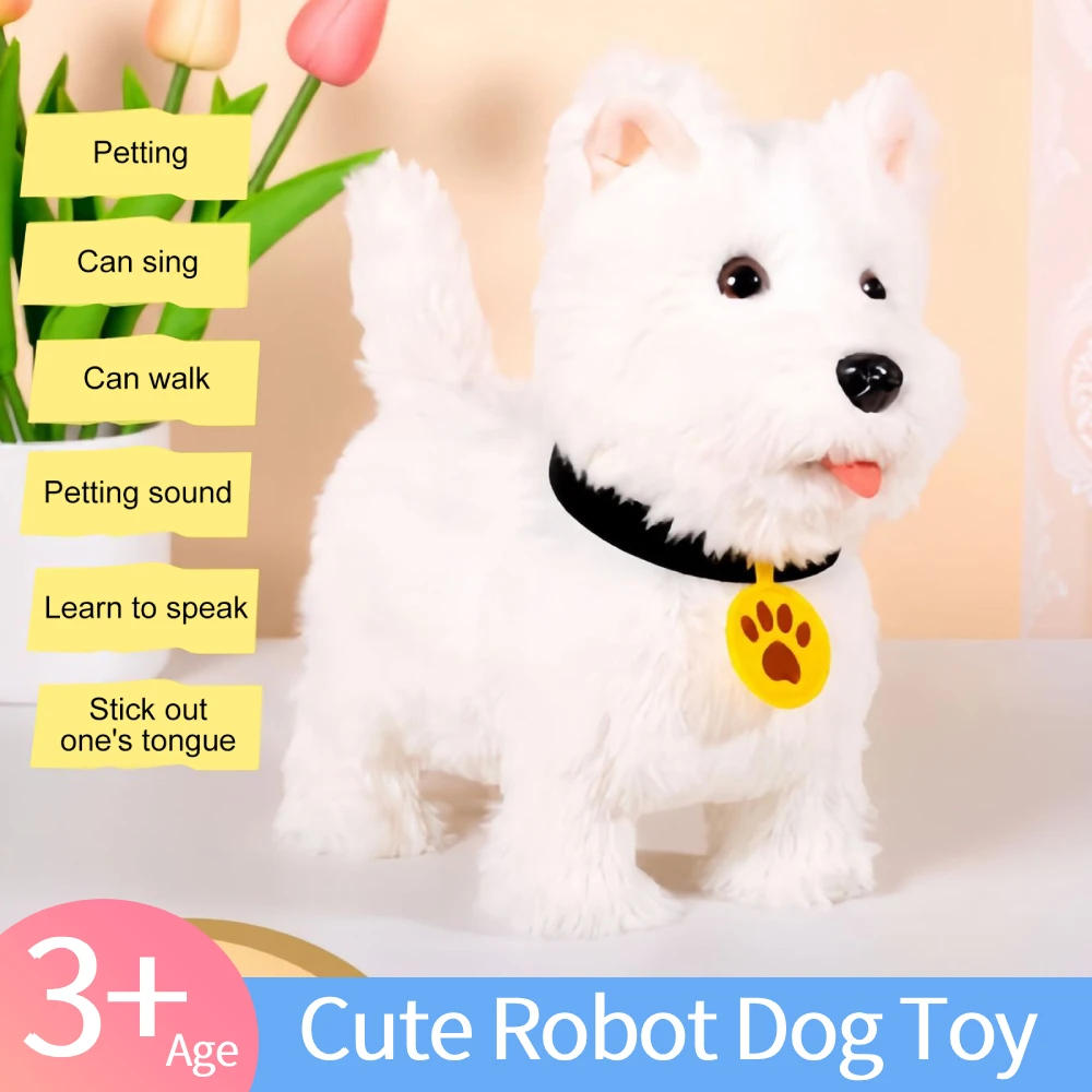 

Мягкая реалистичная интерактивная электронная игрушка-щенок: ходит, лает, виляет хвостом – идеальный подарок для любителей животных