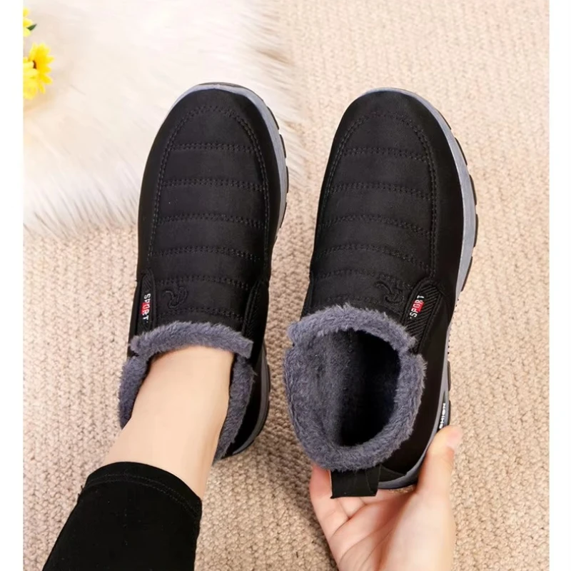 Wasserdichte Winterstiefel für Damen 2025 Neue Plüsch-Schneestiefel Damen-Knöchelstiefel Warme Schwarze Paar-Baumwoll-Plateauschuhe – Detail 5
