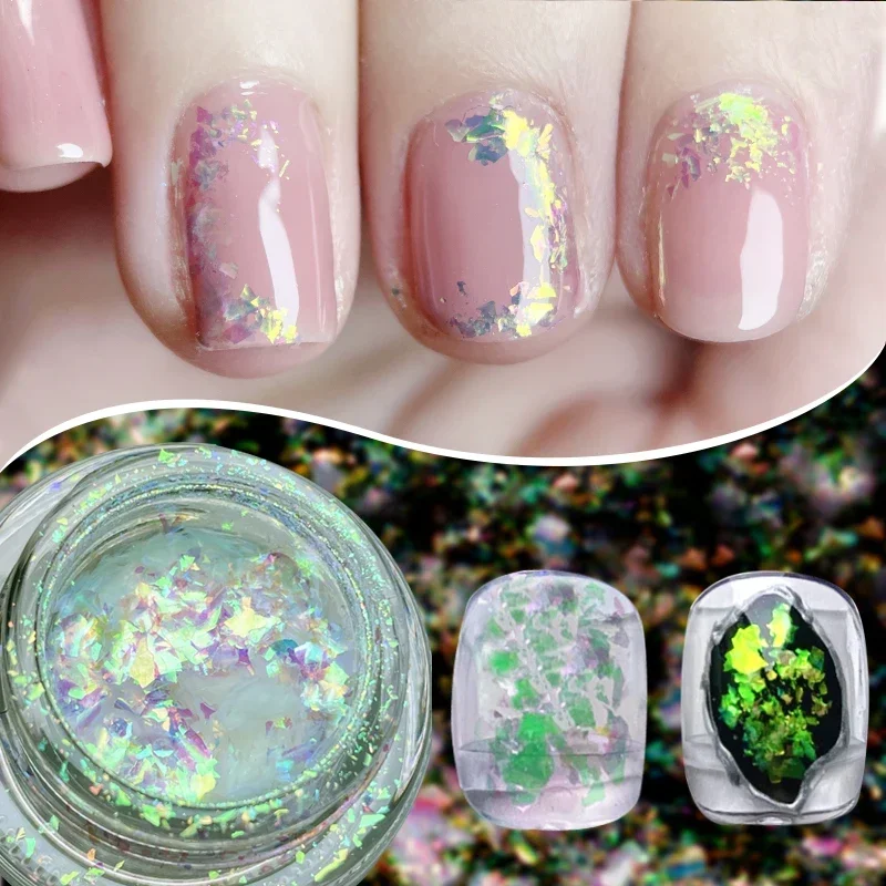 DEROI-Auroral Brilhante Nail Sequins Decoração, Glitter DIY Brocade Pó, Manicure Pigmento, Unhas Acessórios, 2023