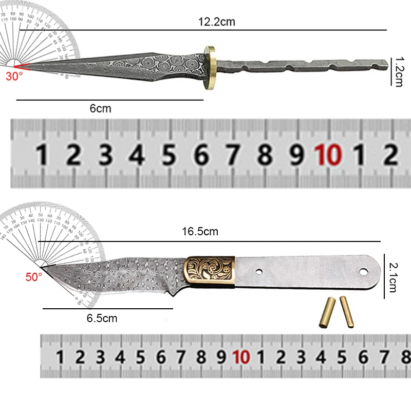 Hand Forged Damascus Steel Knife Blanks Fixed Blade Utility Knife Blade DIY Crafting Knife EDC Cutter outdoor Tools view 2