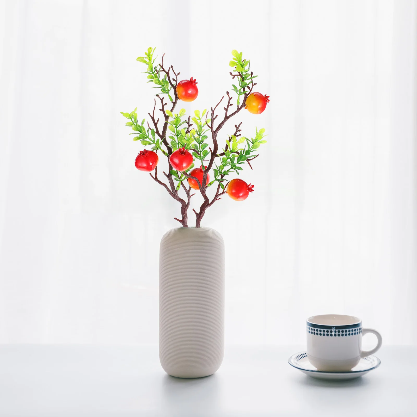 

2pcs 35Cm Pomegranate Stem Decor Faux Fruit For Home Garden Lawn Holiday Decoration Simulated Berry Bouquet Photo Props Party